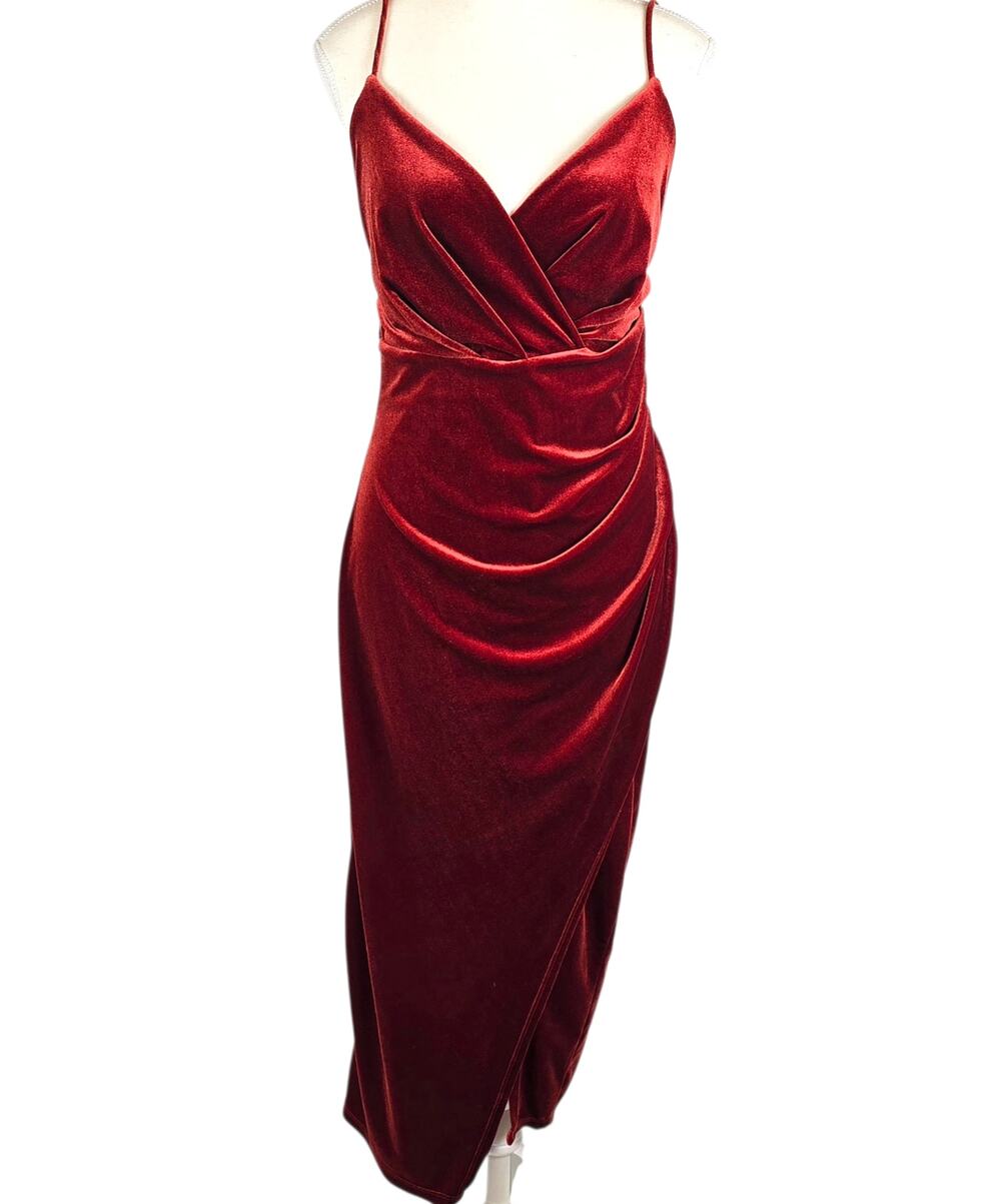Windsor Womens Large Velvet Dress Wrap Sleeveless Gathered Pleated Formal Glam